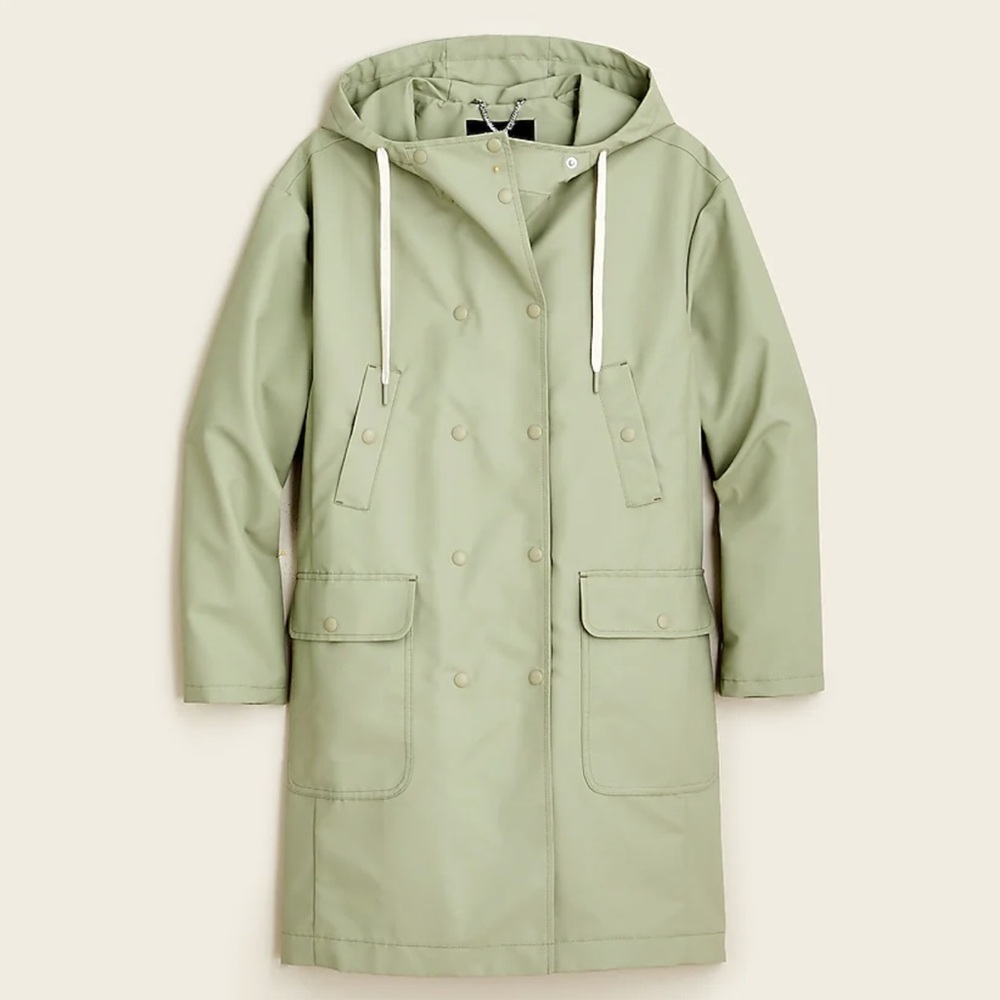 J.Crew Double-breasted raincoat in faded pistachio